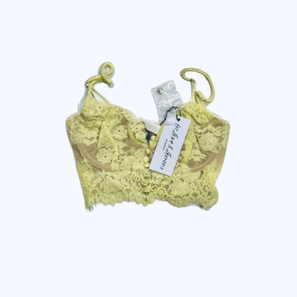 For Love and Lemons Faye Yellow Lace Bra XXS NEW NWT - Picture 6 of 6